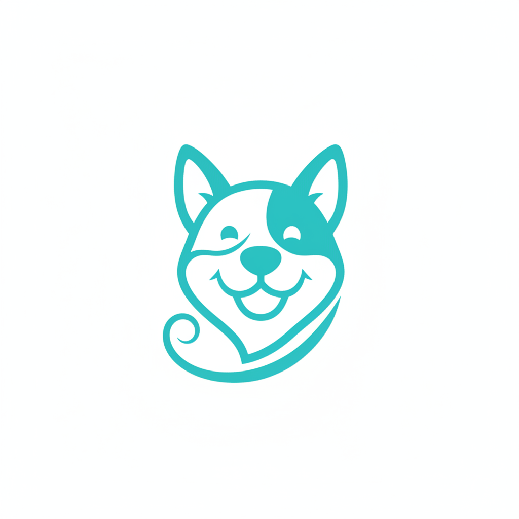 HAPPY DOG LOGO,NO TEXT, COLOR #3FDFDA